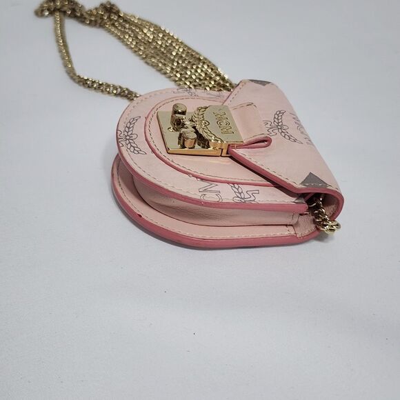 MCM Vintage Pink Visetos Mini Crossbody Chain Bag Purse Made in Korea 1990s - Picture 5 of 16